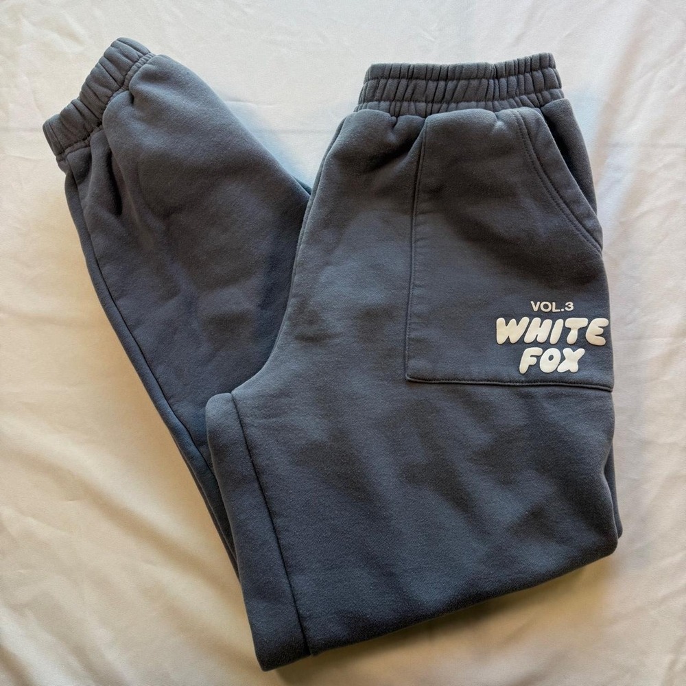 White Fox Vol. 3 Grey Blue Fleece Joggers Sweatpants Small